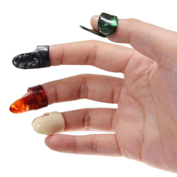 Guitar Plastic Nail Picks Plectrums Plecs Fingerpicks Thumb With Finger