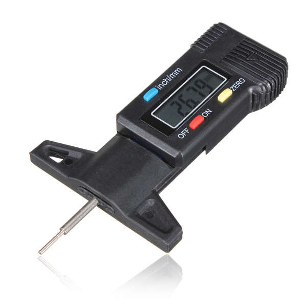 LCD Digital Depth Gauge Tyre Tread Brake Shoe Pad Wear 0-25mm / 1 Inch