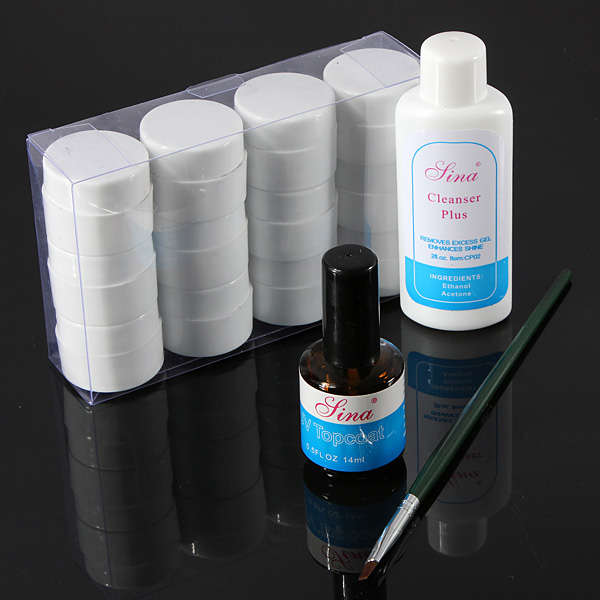 12 Color UV Gel Cleanser Plus Top Coat Brush Nail Art Set