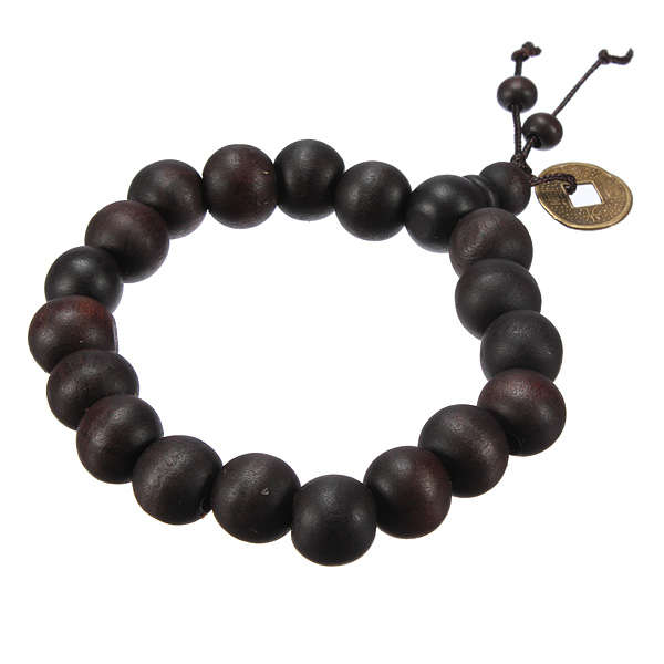 Wood Beads Coin Bracelet