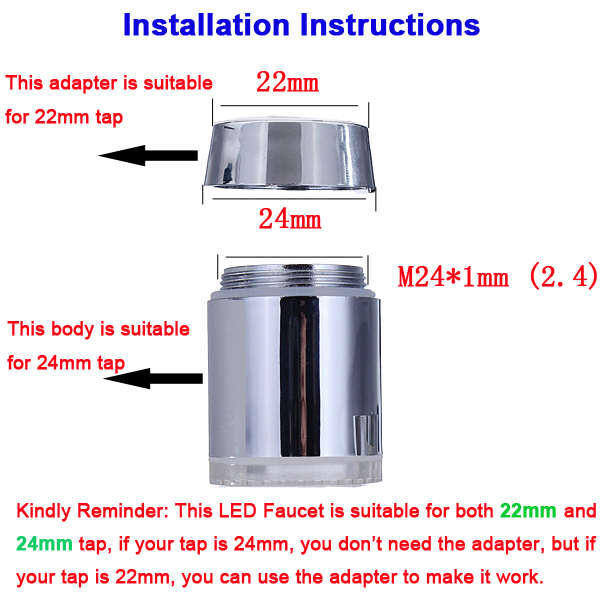 Color Changing LED Faucet Color Changing Water Tap Light Silver 