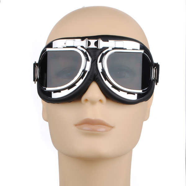 Universal Motorcycle  Helmet Scooter Goggles Black pilot style