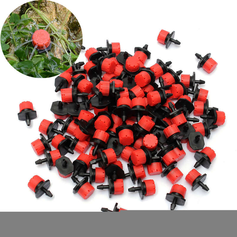 100Pcs Adjustable Micro Drip Irrigation Watering Emitter Drippers 2.5 x 1.5cm