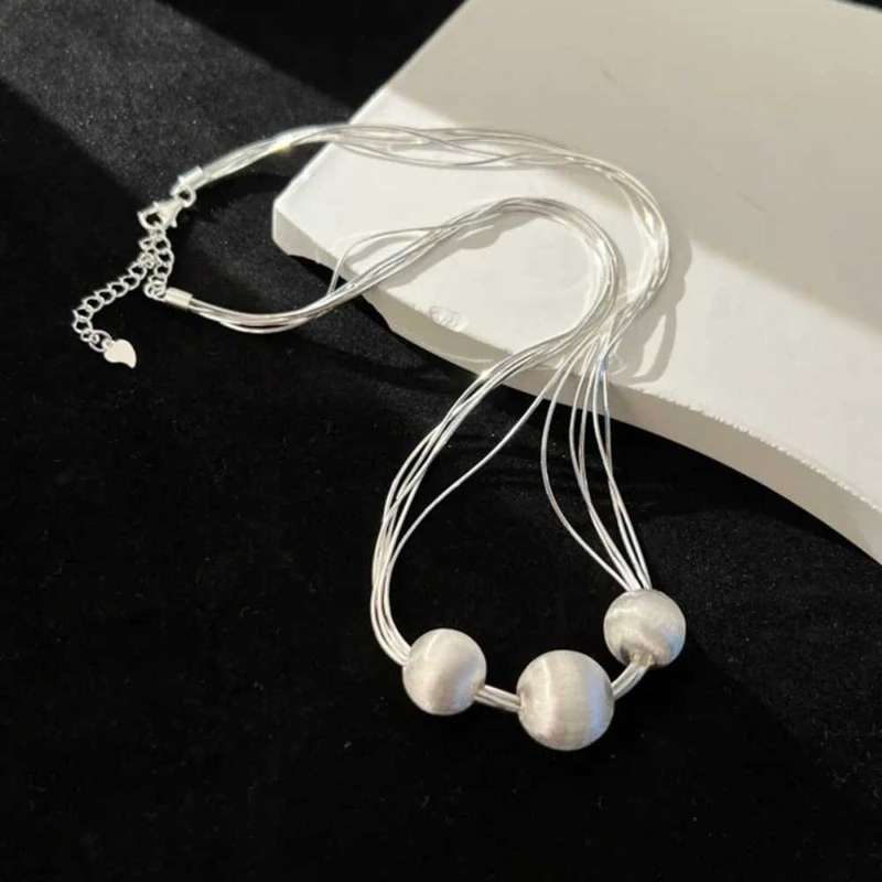 Brushed Bead Multi-layered Necklace