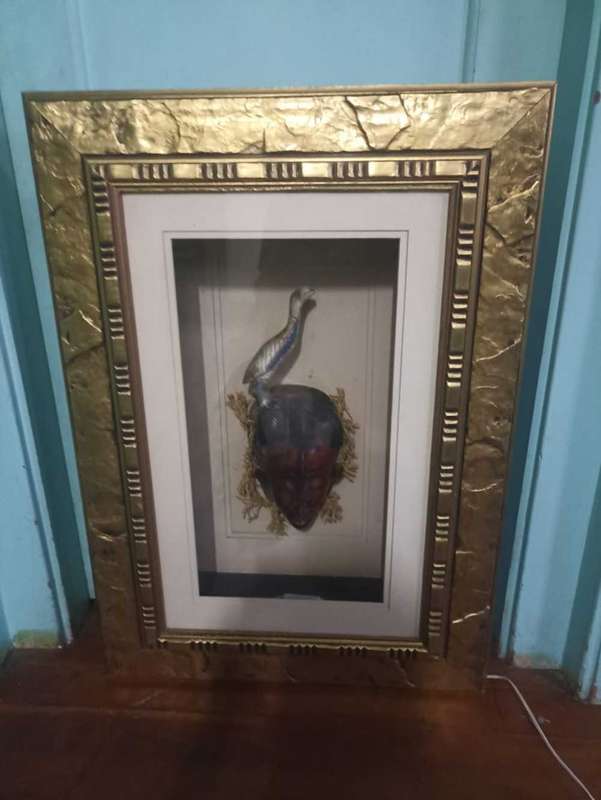 Foreign art sculpture framed