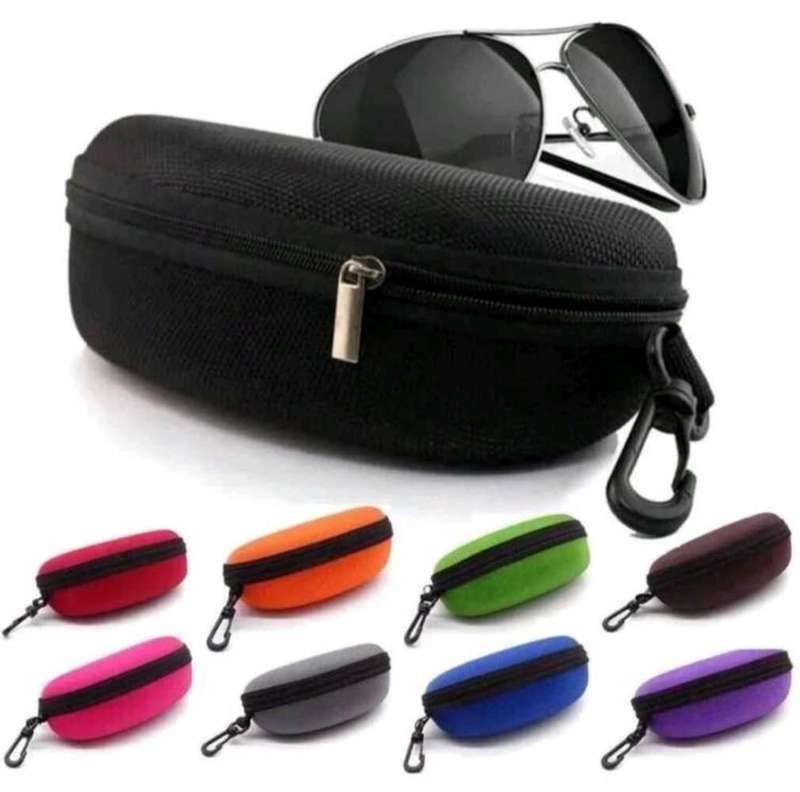 Sunglasses Case Portable Travel Zipper Eye glasses Case (Black)