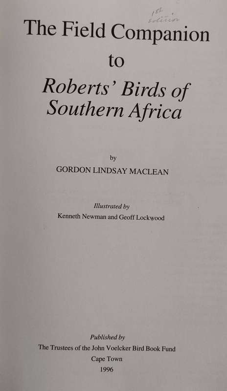 Field Companion to Roberts Birds of Southern Africa