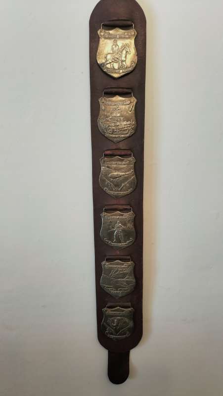 Rhodesian Leather Belt with Brass Military Plaques