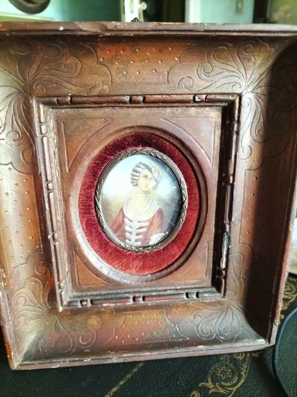 Miniature Portrait Painting of a Young Woman French in Style