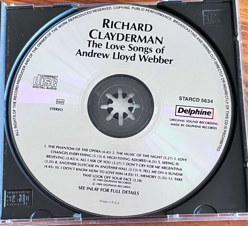 Richard Clayderman - The love songs of Andrew Lloyd Webber (1989) STARCD5634