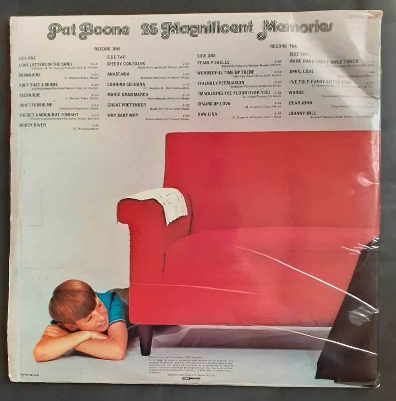 Pat Boone 25 Magnificent Memories Double LP Vinyl Record Set