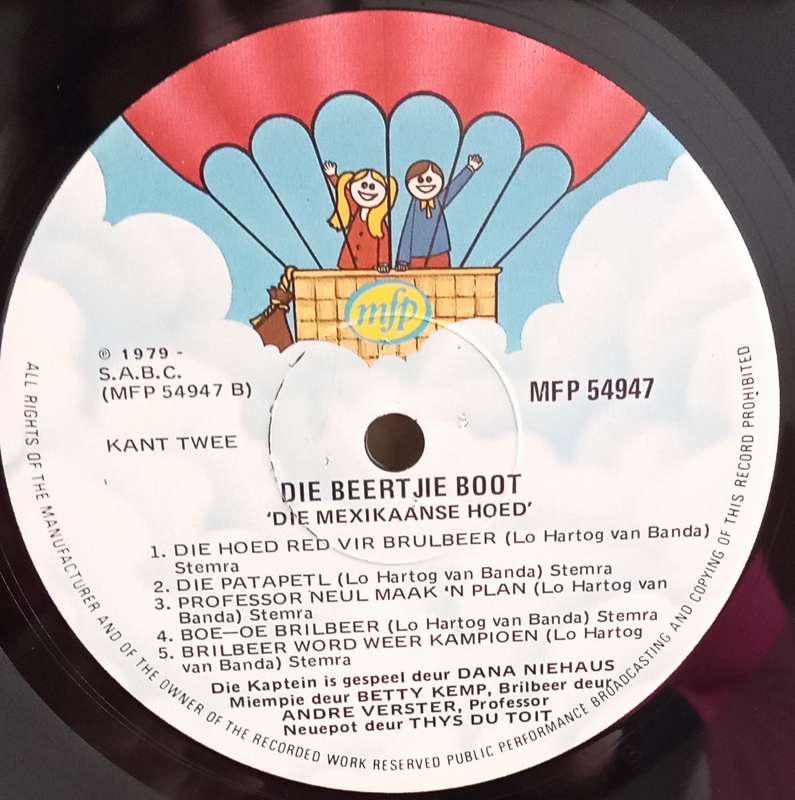 DANA NIEHAUS, BETTIE KEMP - DIE BEERTJIEBOOT LP VINYL RECORD AFRIKAANS