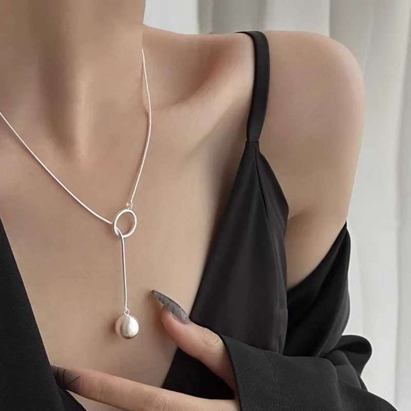 925 Silver Brushed Bead Ball Necklace