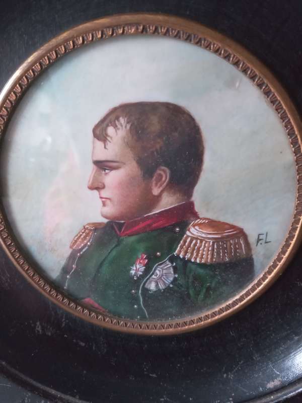 Antique 19thc Miniature Portrait Of Napoleon Bonaparte