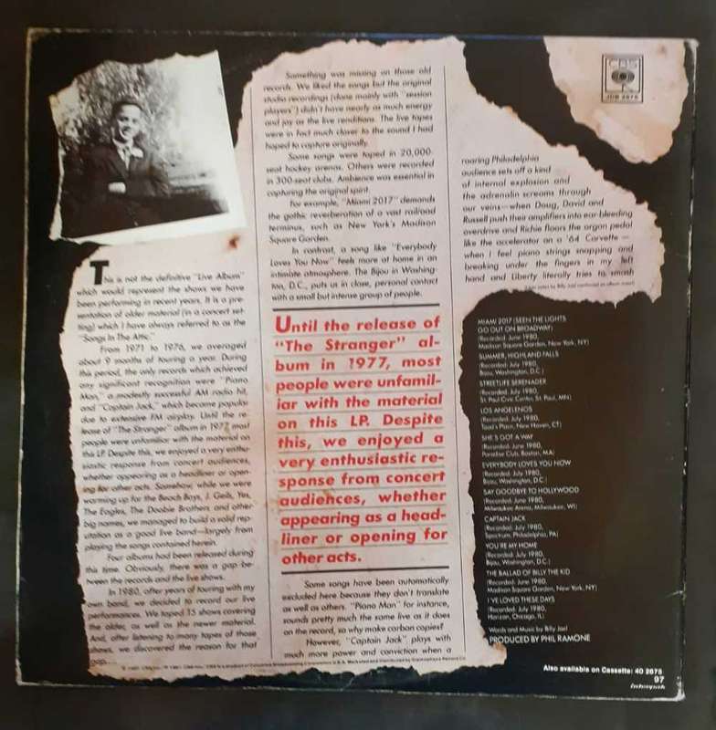 Billy Joel - Songs in The Attic LP Vinyl Record