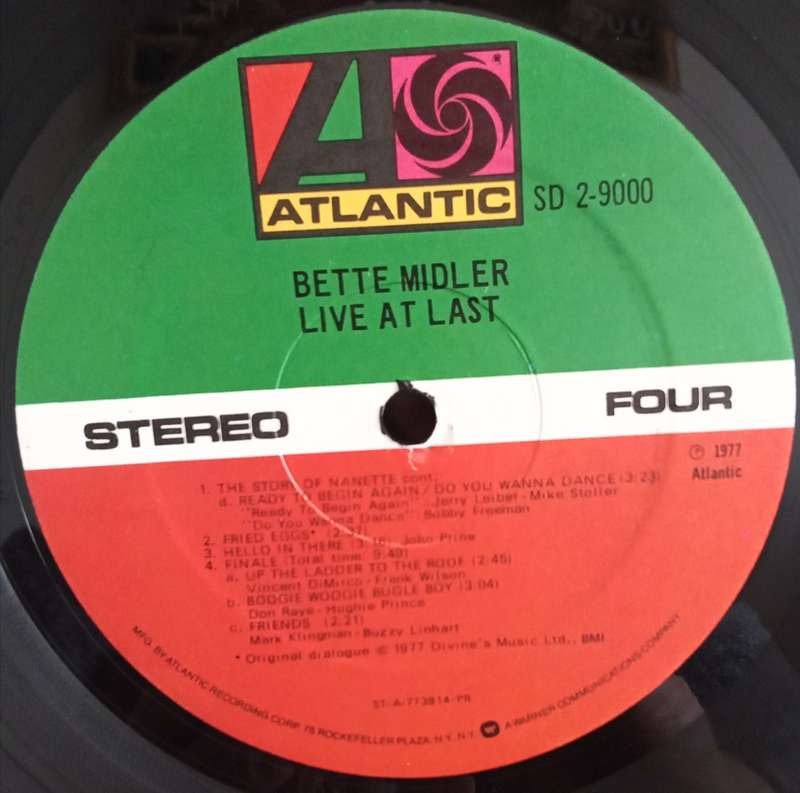 BETTER MIDLER - LIVE AT LAST LP VINYL RECORD. DOUBLE ALBUM.