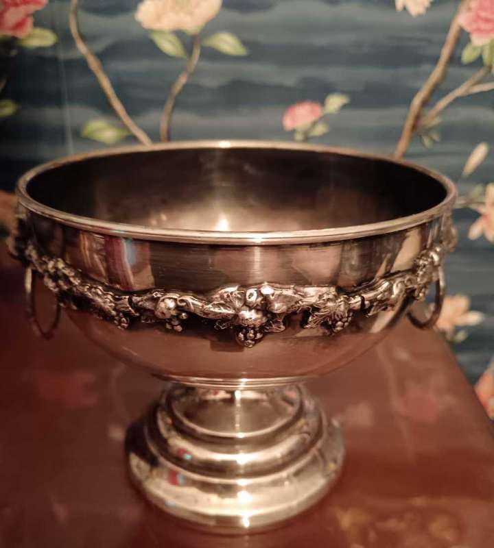 Silver Plated Pedestal Vase with Lion Head Handles