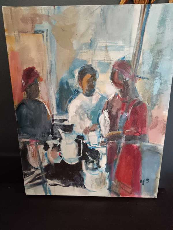 Pottery Studio Painting by Mollie Stiebel