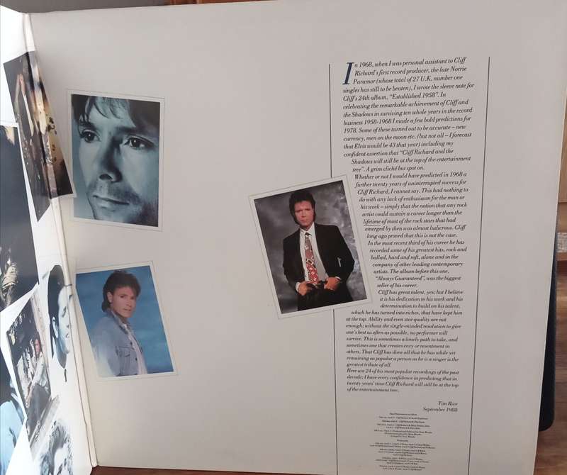 CLIFF RICHARD - PRIVATE COLLECTION LP VINYL RECORD - DOUBLE ALBUM