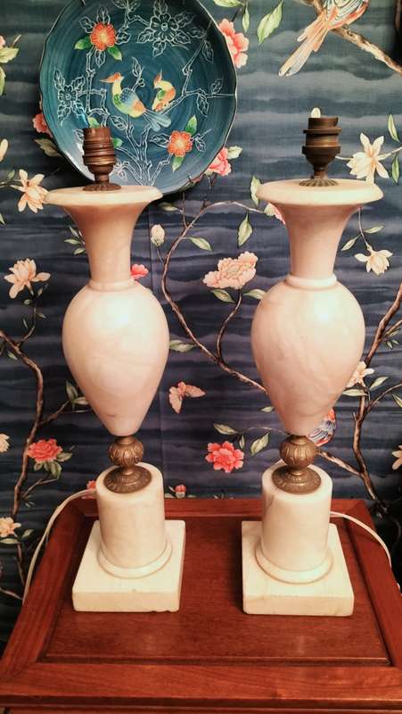 Pair of Marble And Brass Table Lamps
