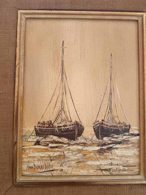 Framed Painting of Fishing Trawler by SA Artist Ann Donaldson