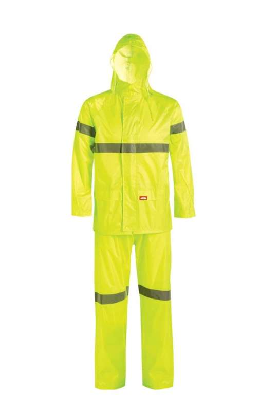 Jonsson Work Wear High Viz Rainsuit with Reflective Tape (Medium)