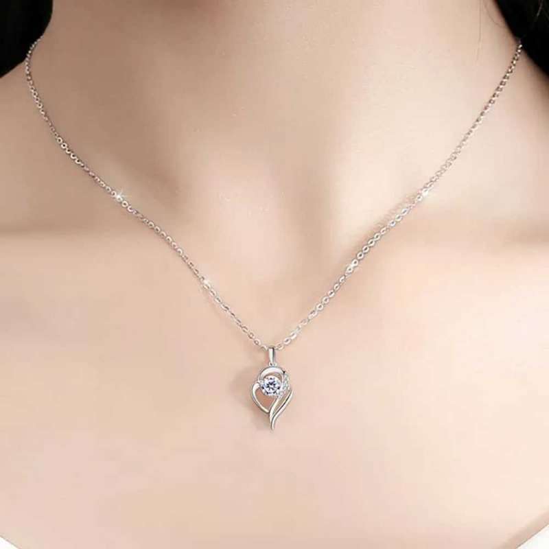 Necklace Sterling Silver 925 Moissante Diamond Elegant Lux Geometic Pendant