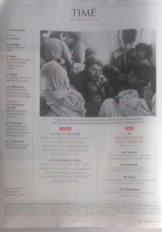 Time magazine August 25, 2014