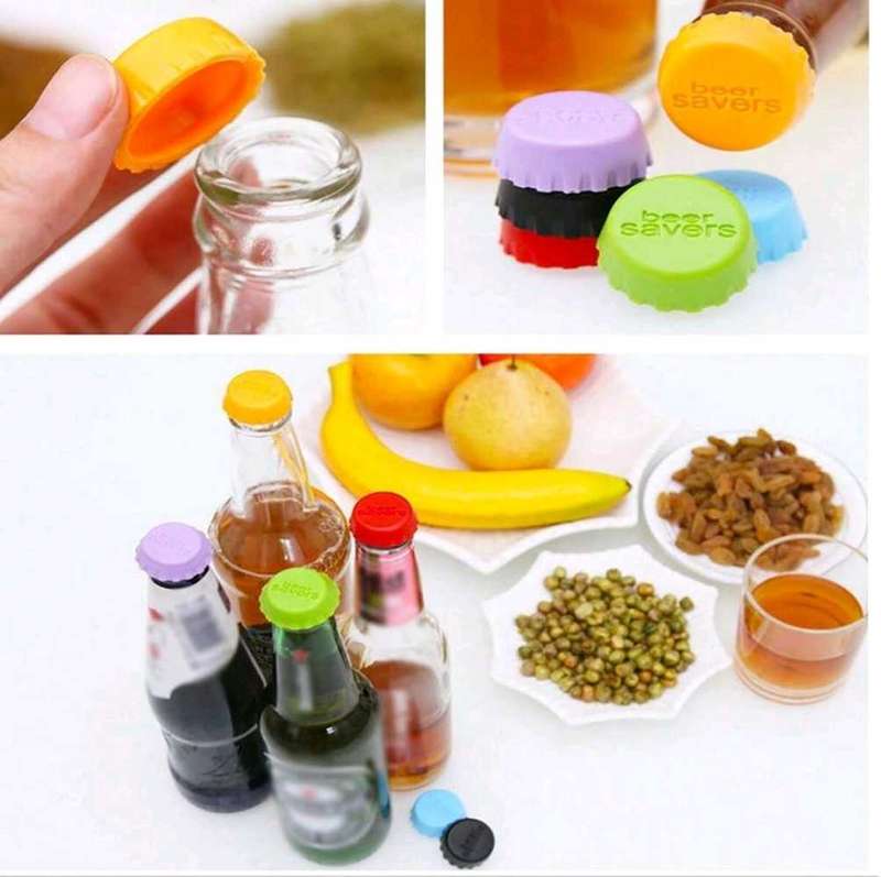 6pcs/set Reusable Silicone Bottle Fresh-keeping Cap Stopper Bottle Soda Beer Caps