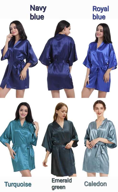 Women Solid Satin Silk robes Gown Wedding Bride robe Bridesmaid Bridal robe