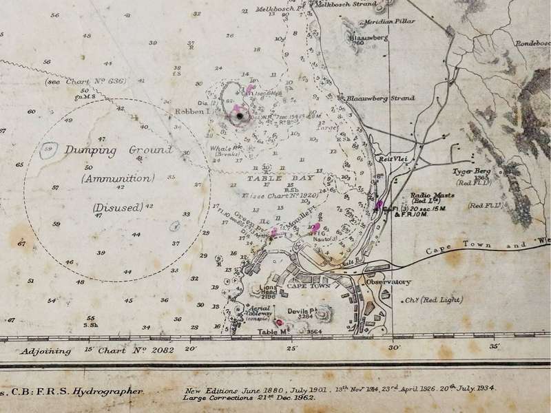 Table Bay To Donkin Bay (Cape Town) Vintage Nautical Map circa 1962 (102cm x 70cm)