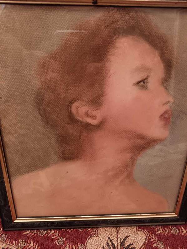 Original Pastel Painting of a Woman`s Face
