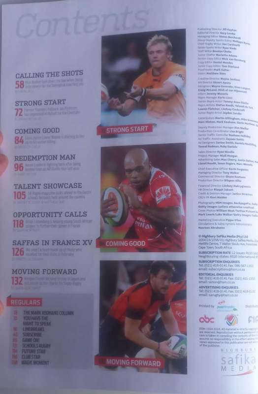 SA Rugby 20th anniversary collector`s edition magazine
