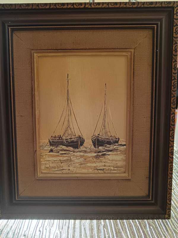 Framed Painting of Fishing Trawler by SA Artist Ann Donaldson