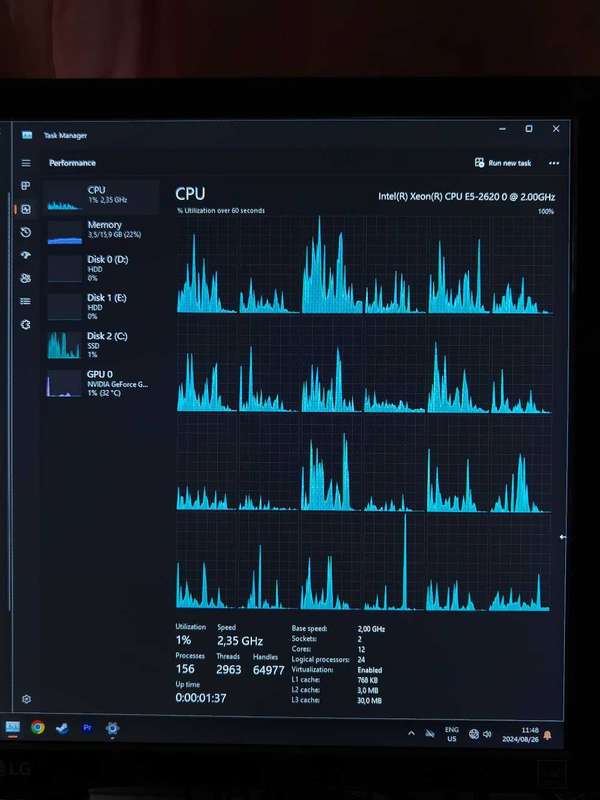 HP Z620 WORKSTATION DUAL INTEL XEON CPU's / GTX 1650SUPER GPU