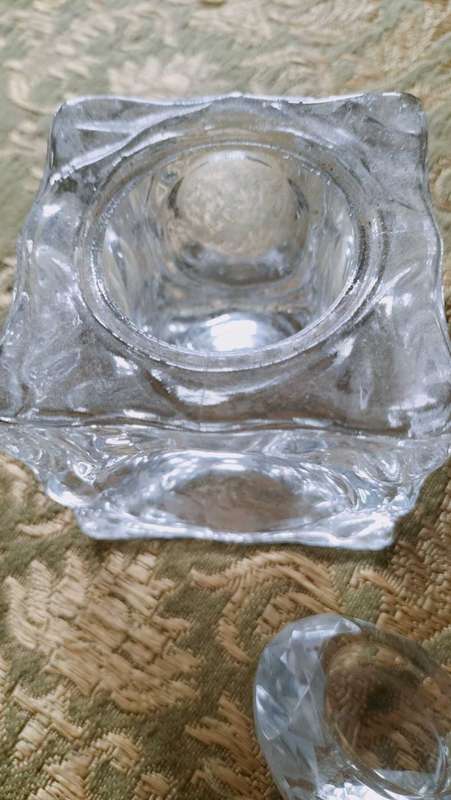 Pressed Glass  Inkwell with lid