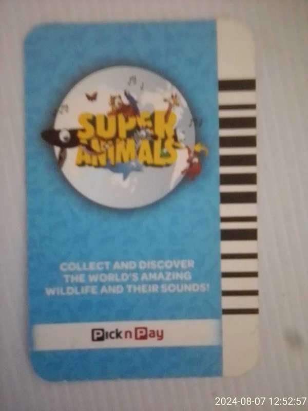 PICK N PAY SUPER ANIMALS COLLECTORS CARDS.