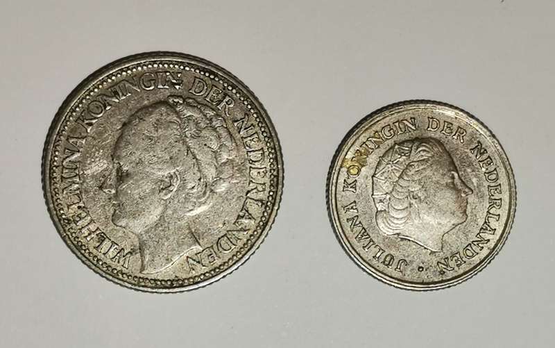 Silver Netherlands 25 c & 1/10 Gulden