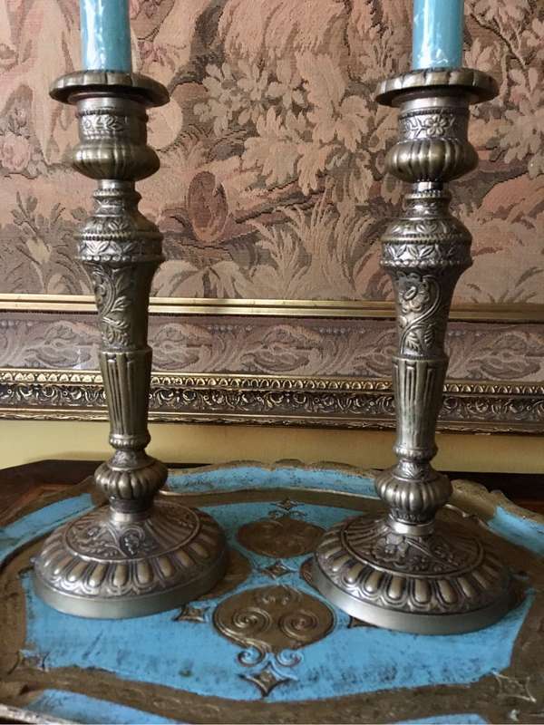 Vintage decorative candlesticks with floral design