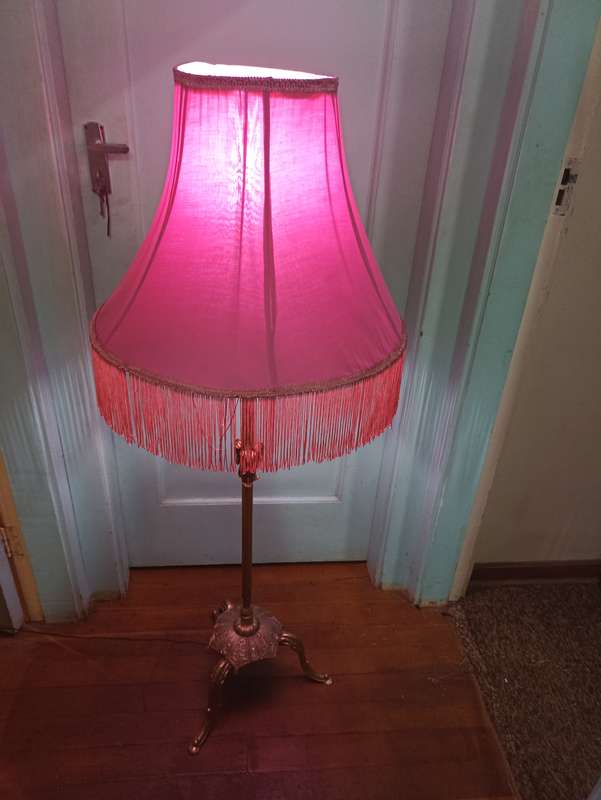 Pink tall lampshade brass stand