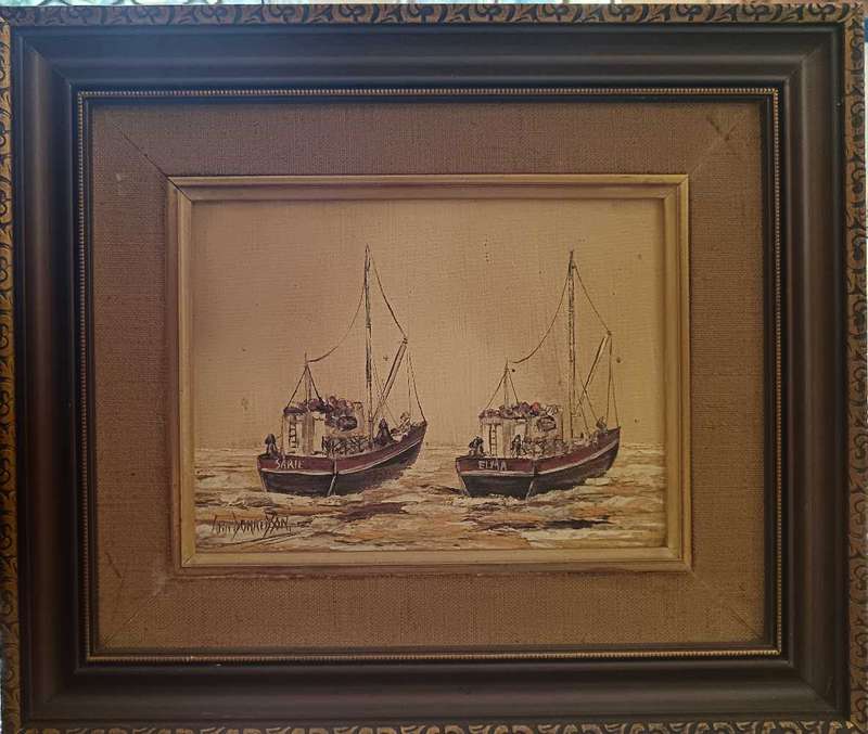 Framed Painting of Fishing Trawler by SA Artist Ann Donaldson