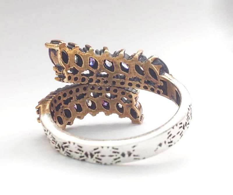 Authentic Turkish Ring with Amethysts and Topaz