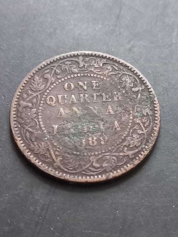 1882 India Quarter Anna. Worn