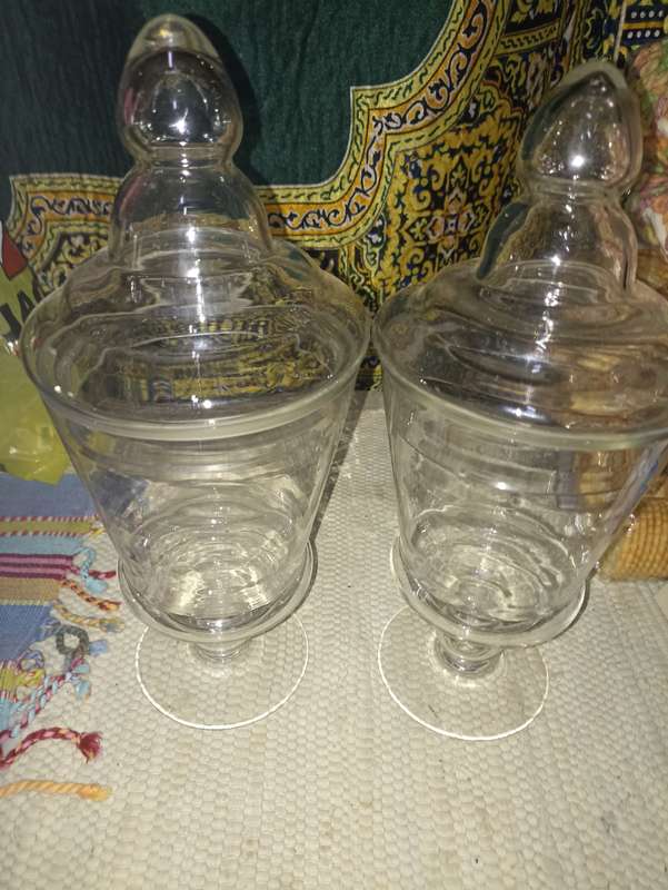 Glass biscuit jars X2