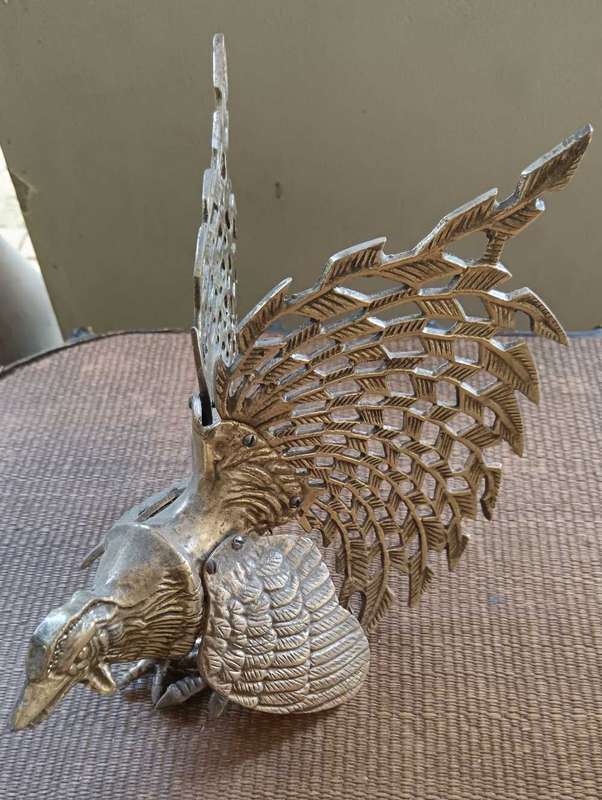 Large Pair of Brass Fighting Cocks