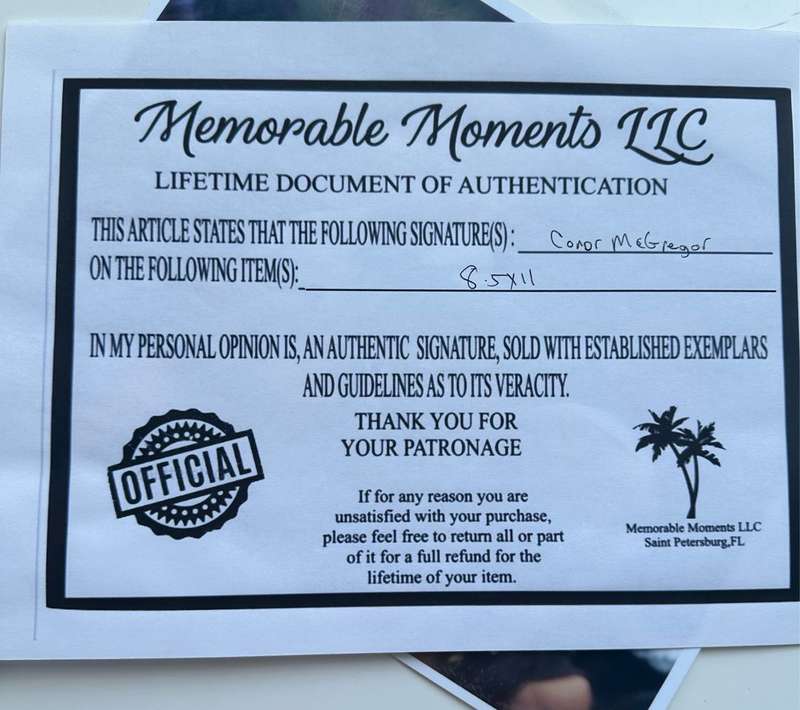 CONOR MCGREGOR -  AUTHENTIC AUTOGRAPH - 100% ORIGINAL - WITH COA