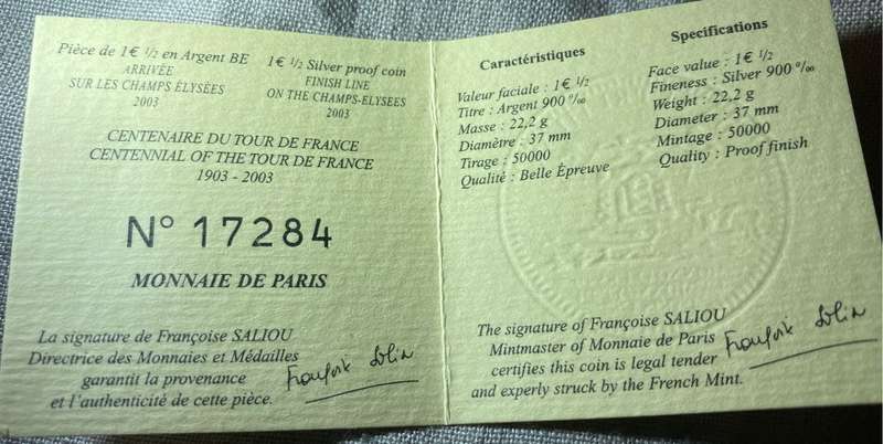 Monnaie de Paris Tour de France Gold and Silver Coin Set