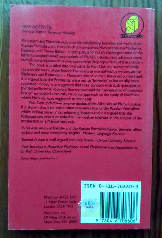 Formalism & Marxism by Tony Bennett