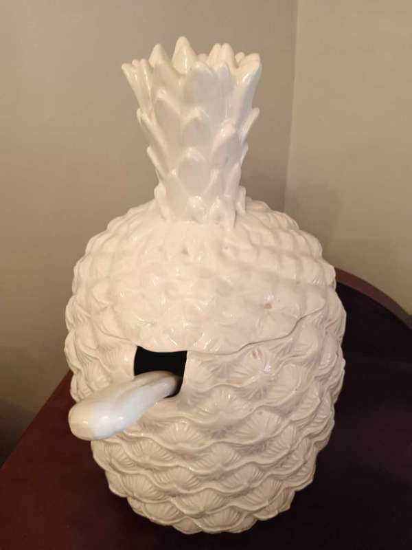 Stunning White Porcelain Pineapple Taureen with Ladle