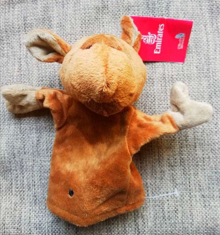Jamoul the Camel in the Middle East. Plush hand puppet from Emirates. 25cm.